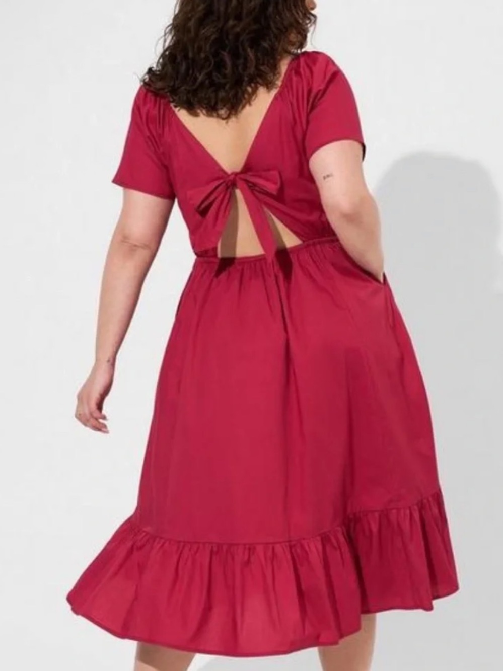 NWT Torrid MIDI Poplin Sheer Waist Dress Cherries Jubilee 2X